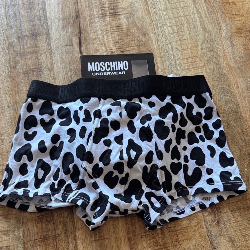 Moschino Black and White leopard animal print Patterned Underwear boxer briefs